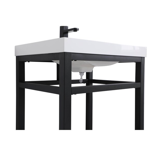 24 Inch Single Bathroom Metal Vanity In Black